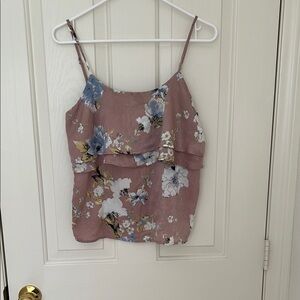 Floral Spaghetti Strap Top - Pink and Blue